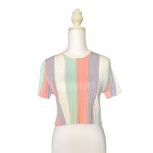 🌸 EB Luxe Los Angeles Pastel Colorblock Knit Top – NWT | Size Medium